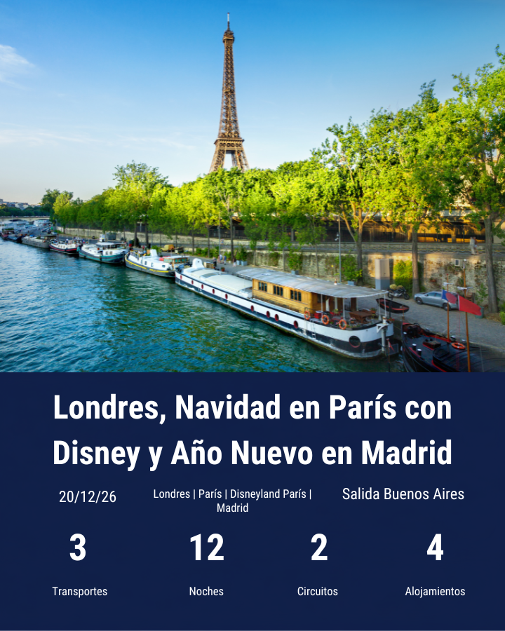 Londres, Navidad en París con Disney y Año Nuevo en Madrid-dic 2026