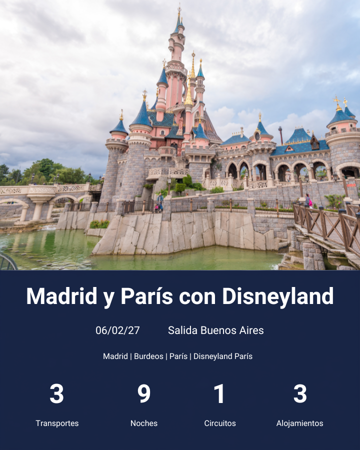 Madrid y París con Disneyland-feb 2027